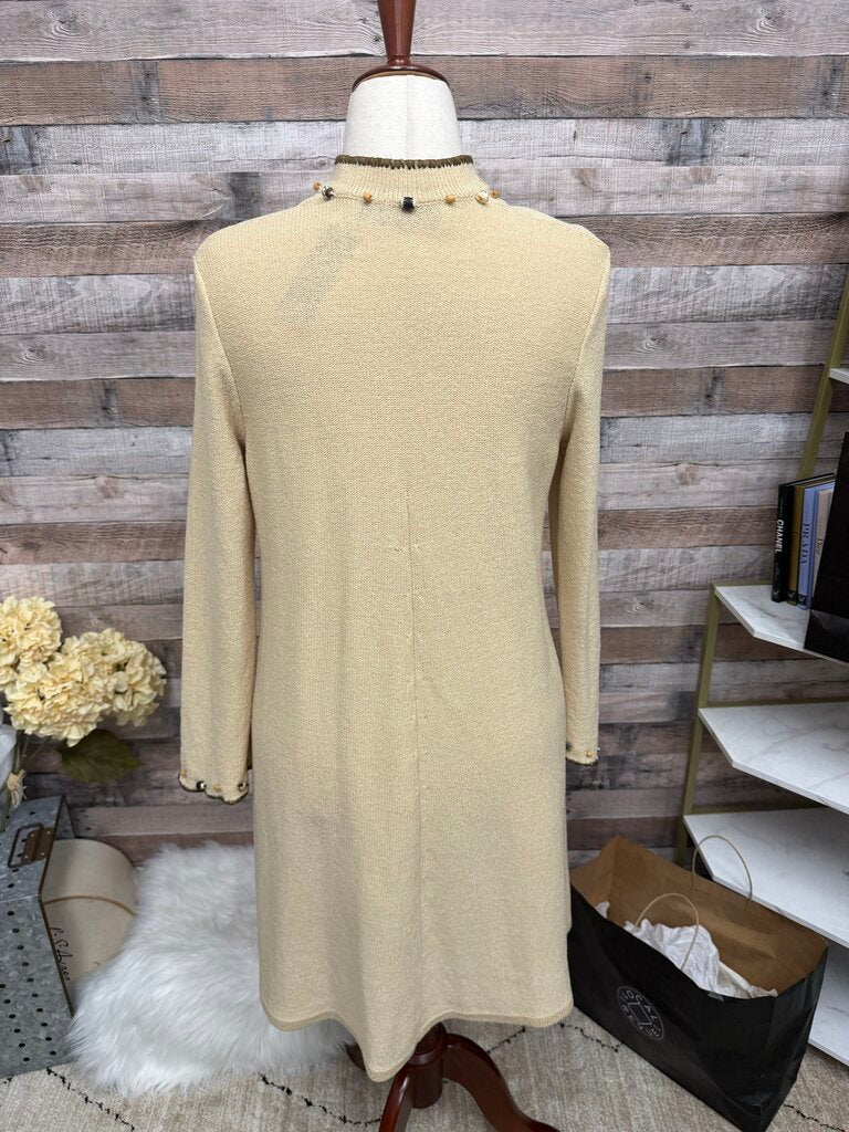 Steve Fabrikant Beaded Wool Cream Duster Cardigan Size M