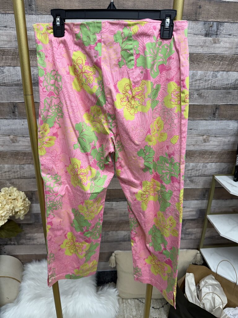 Key West Pink Floral Cotton Capri Size 8