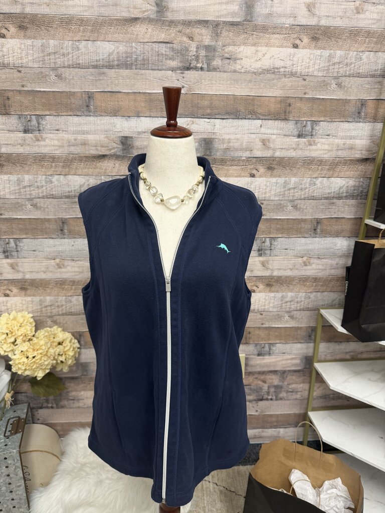 Tommy Bahama Navy Blue Front Zip Vest Size XL