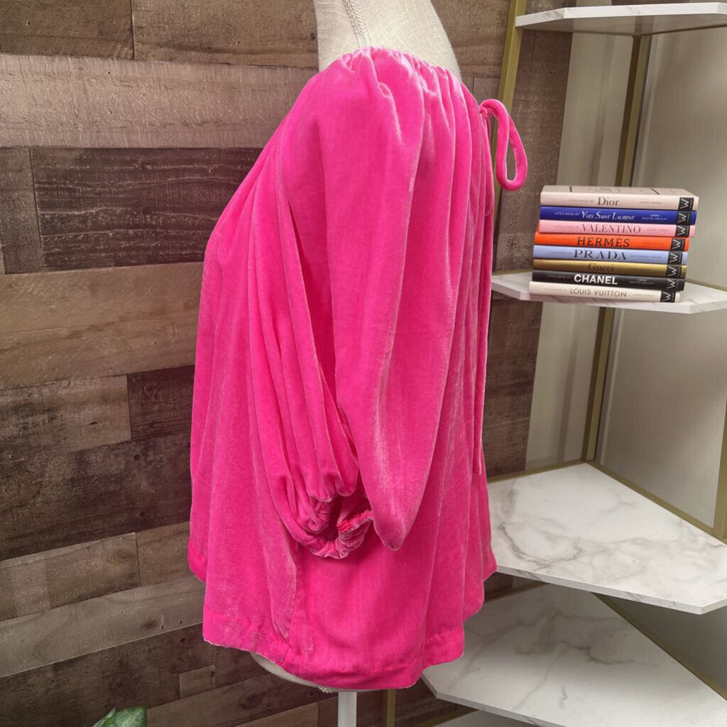 Rhode Bright Pink Velvet 3/4 Sleeve Blouse Size S