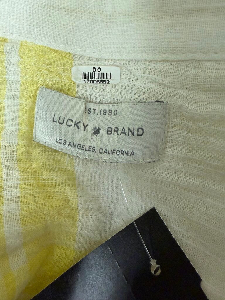 Lucky Brand Yellow &. White Plain Linen Button Down Size XS