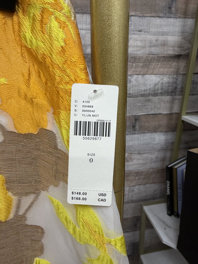 NWT Maeve Yellow Faye Flounced Floral Jacquard Skirt Size 4