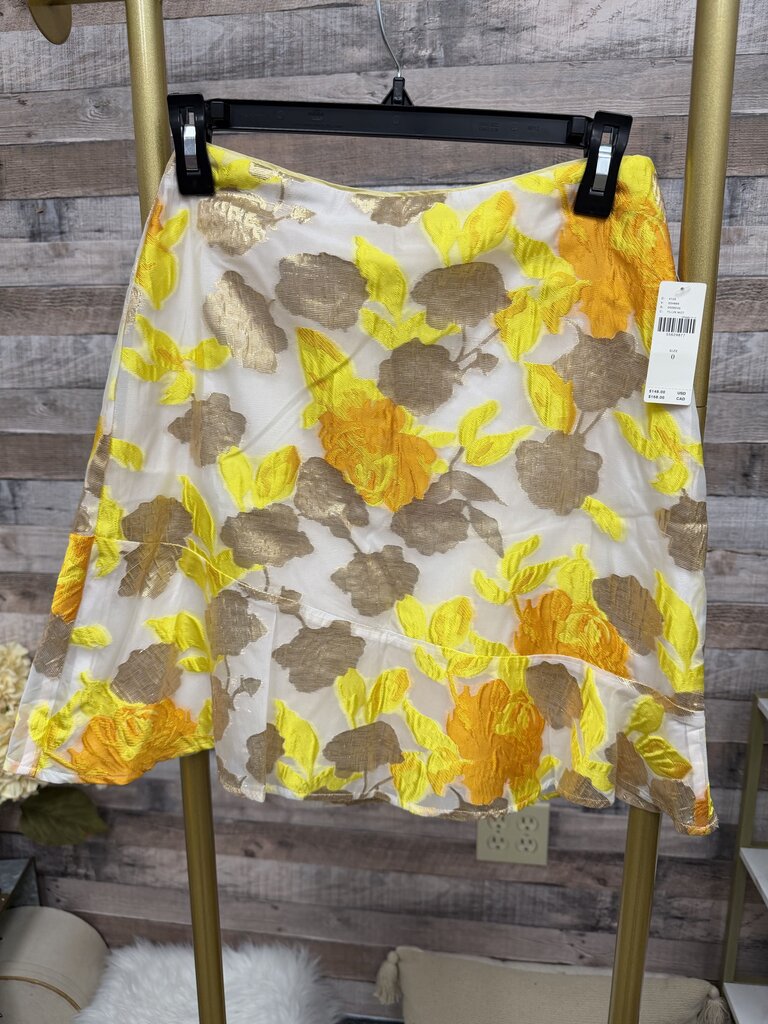 NWT Maeve Yellow Faye Flounced Floral Jacquard Skirt Size 4