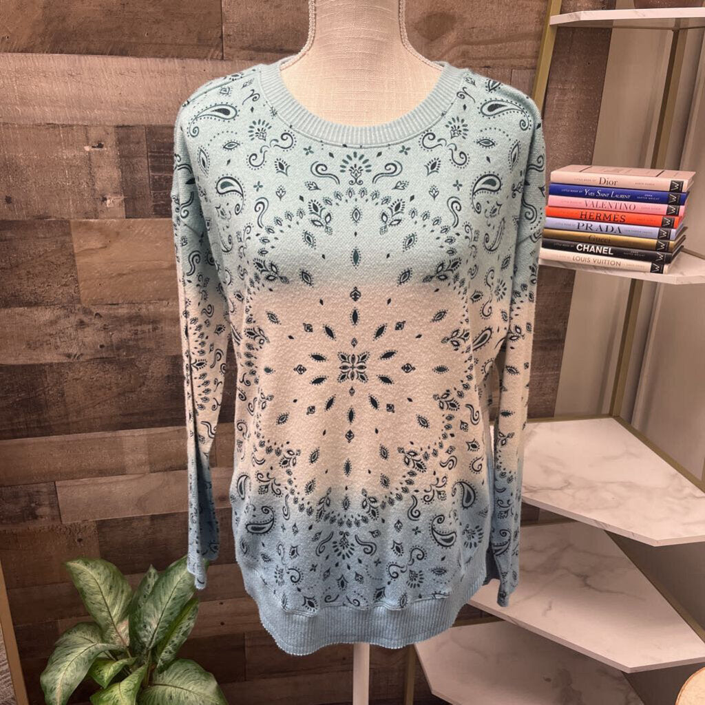 Democracy Blue, Cream Patterned Sweater Size M