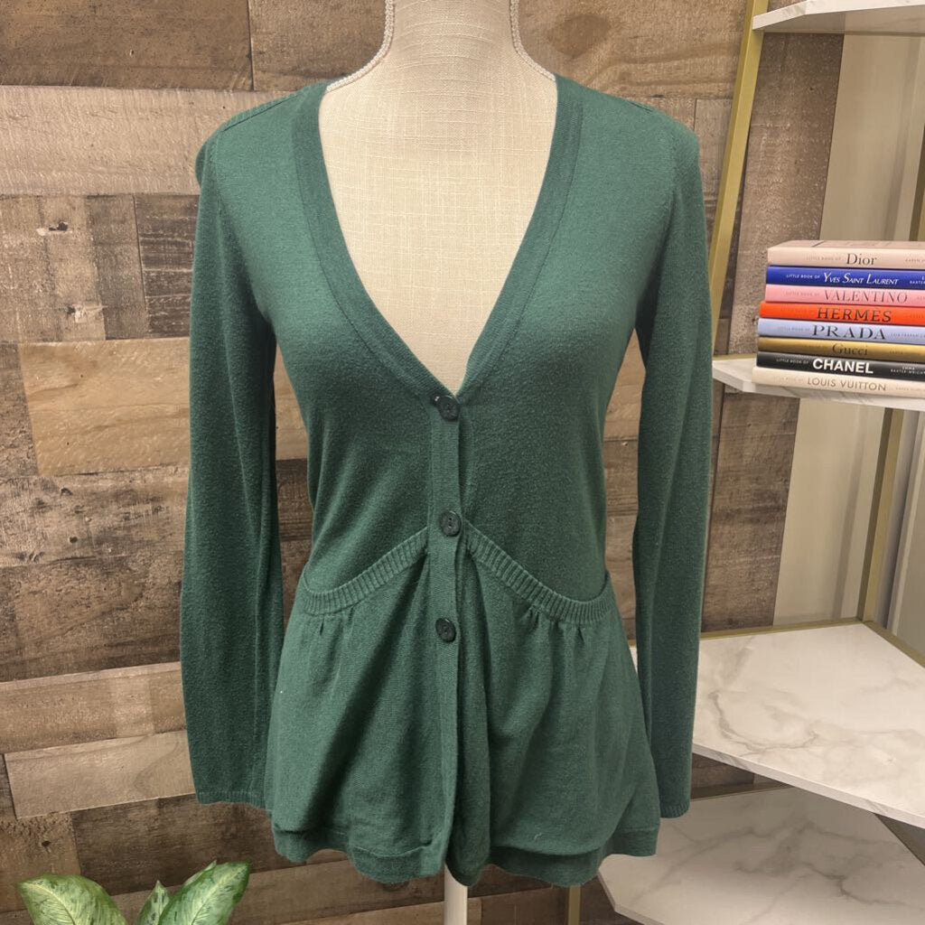 Anthro Rosie Neira Green Gathered Back Long Sleeve Size S