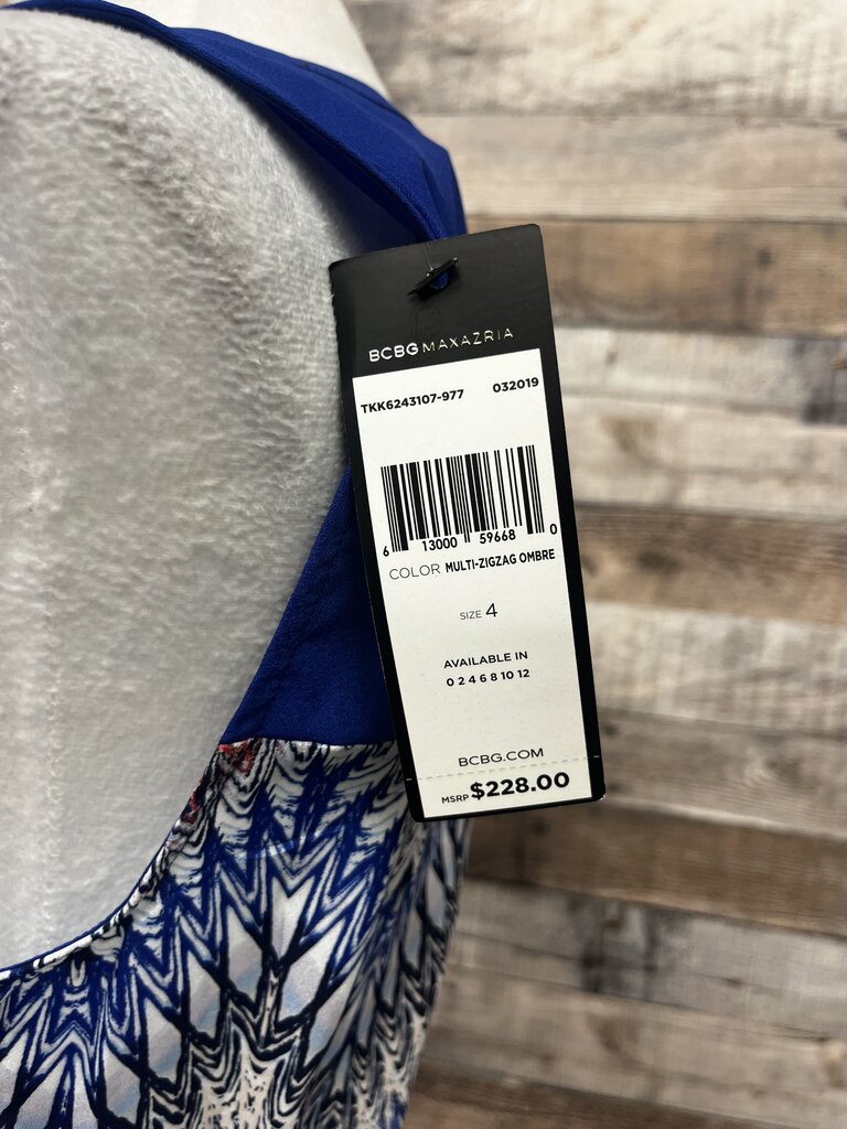 NWT BCBGMaxazria Royal Blue & Pattern Sleeveless Size 4