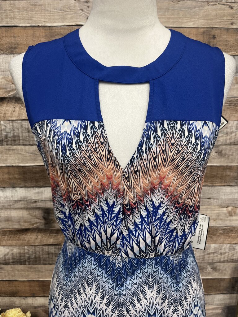 NWT BCBGMaxazria Royal Blue & Pattern Sleeveless Size 4