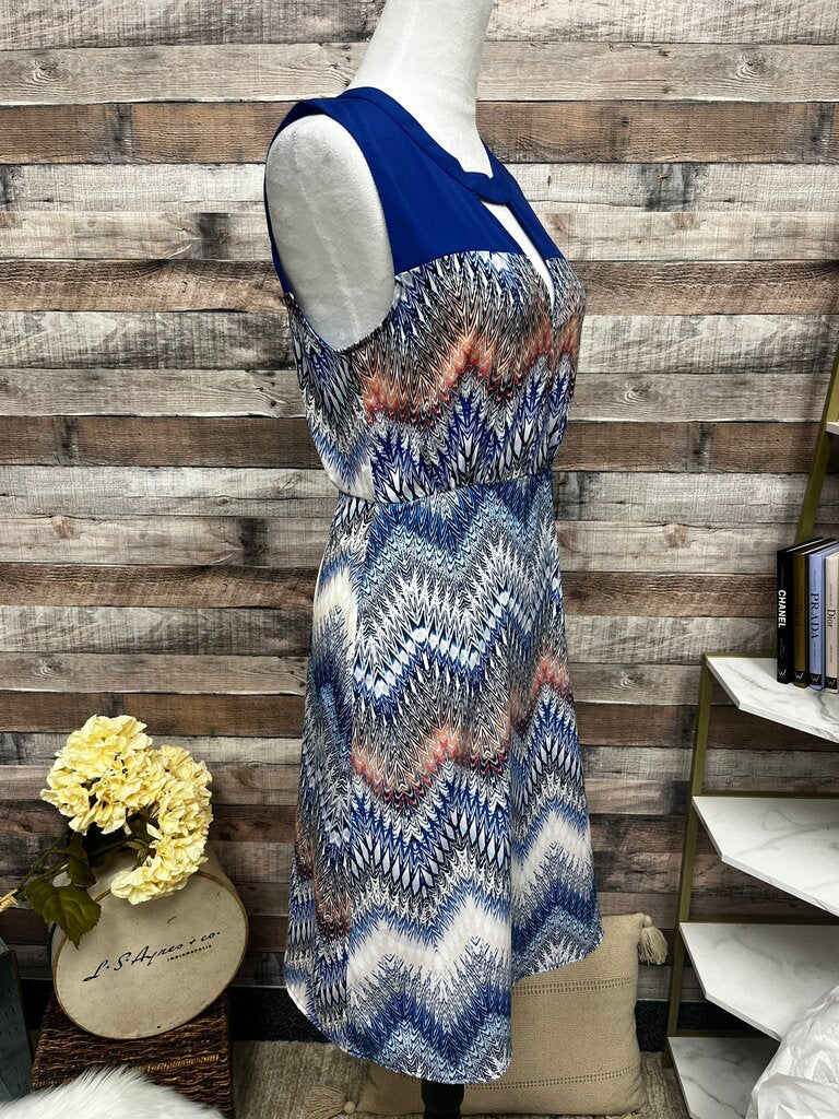 NWT BCBGMaxazria Royal Blue & Pattern Sleeveless Size 4