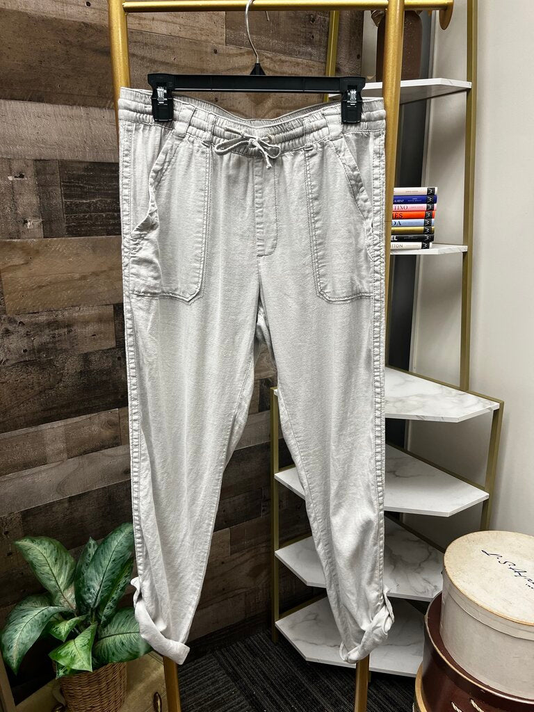 Anthro HEI Khaki Linen Cargo Pants Size M