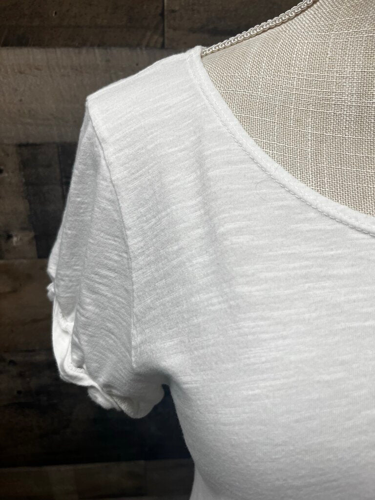 Anthro t.la White Short Sleeve Open Back Tee Size M