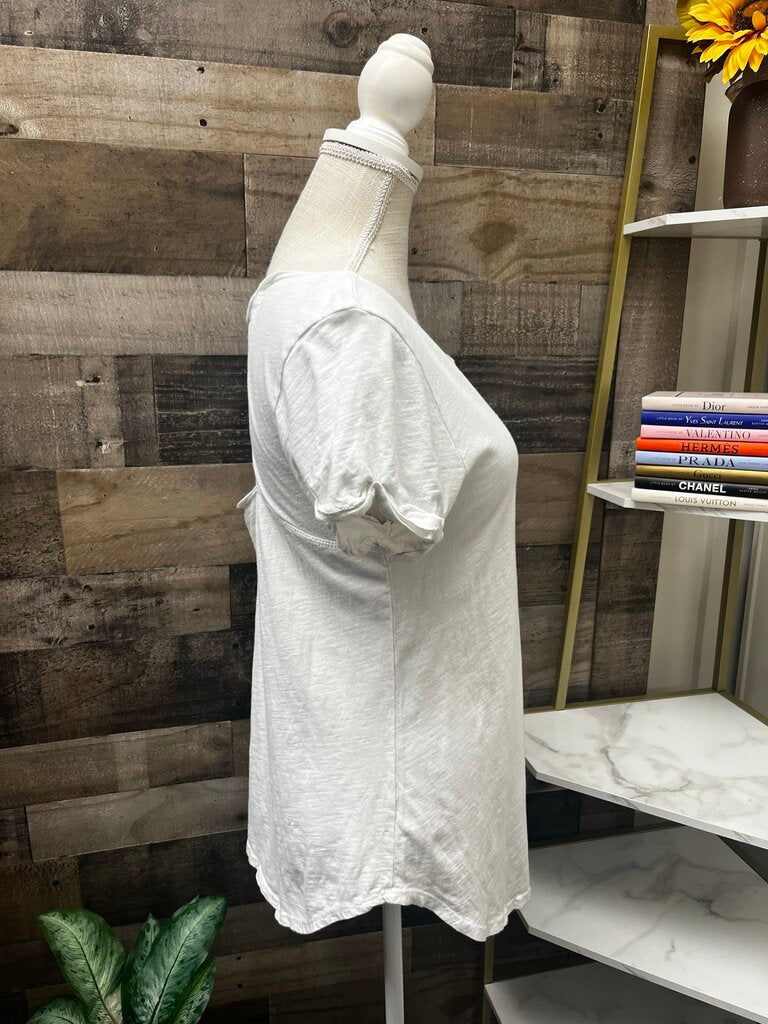 Anthro t.la White Short Sleeve Open Back Tee Size M