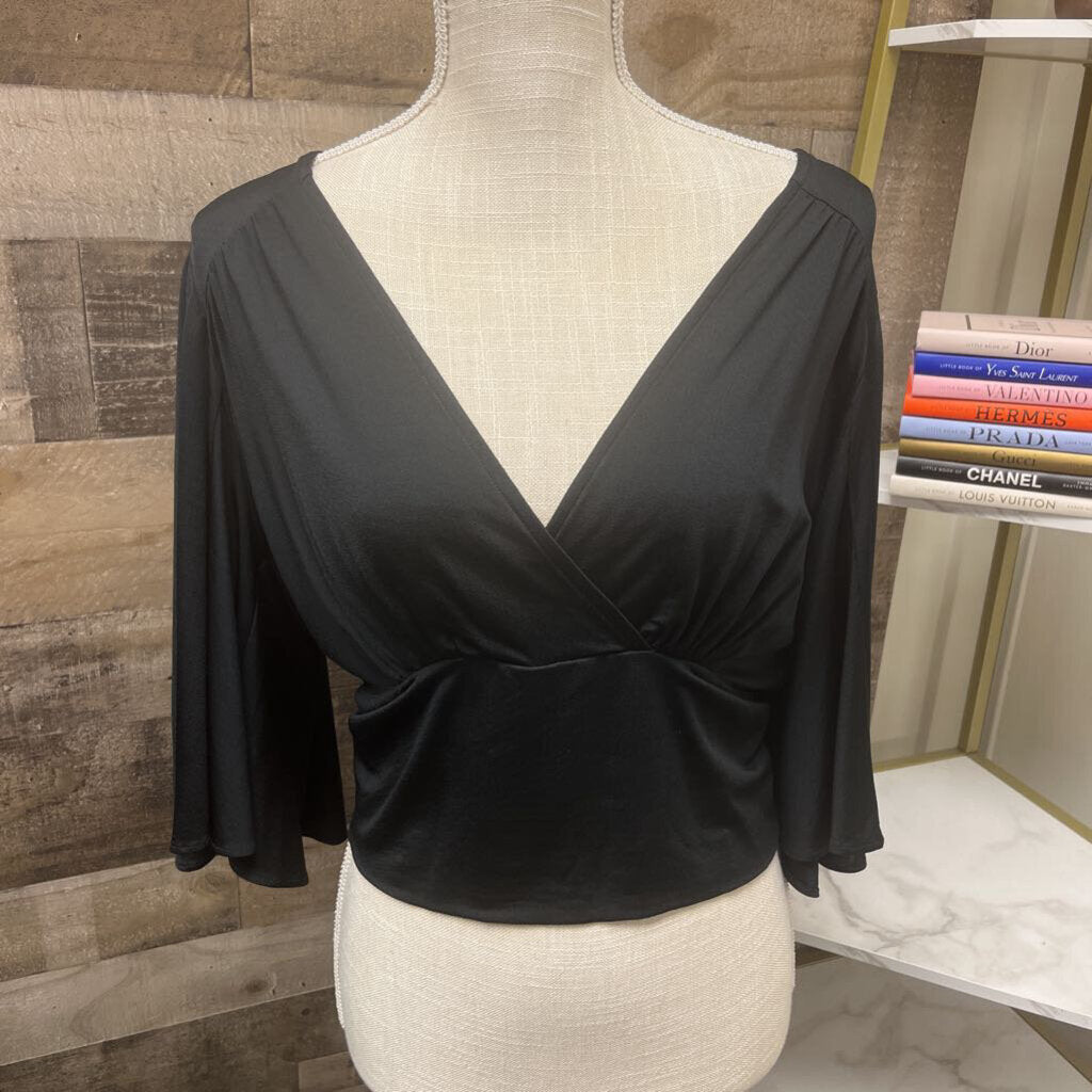 NWT Anthropology Black 3/4 Sleeve Cropped Size S