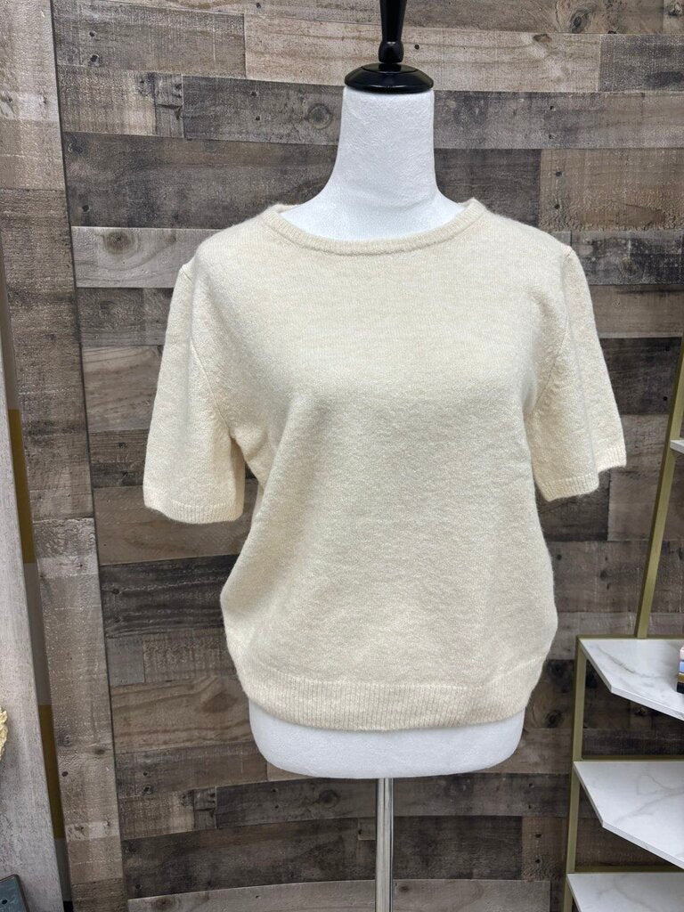 H&M Cream Short Sleeve Sweater Size M