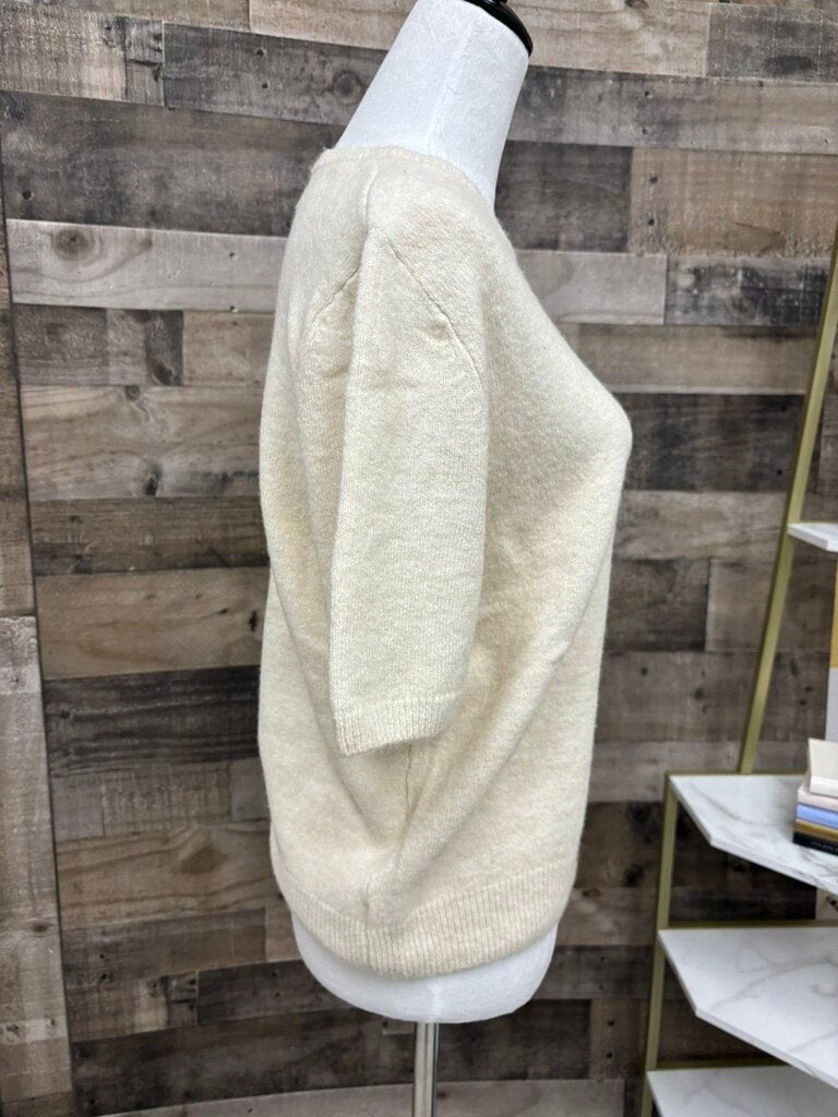 H&M Cream Short Sleeve Sweater Size M