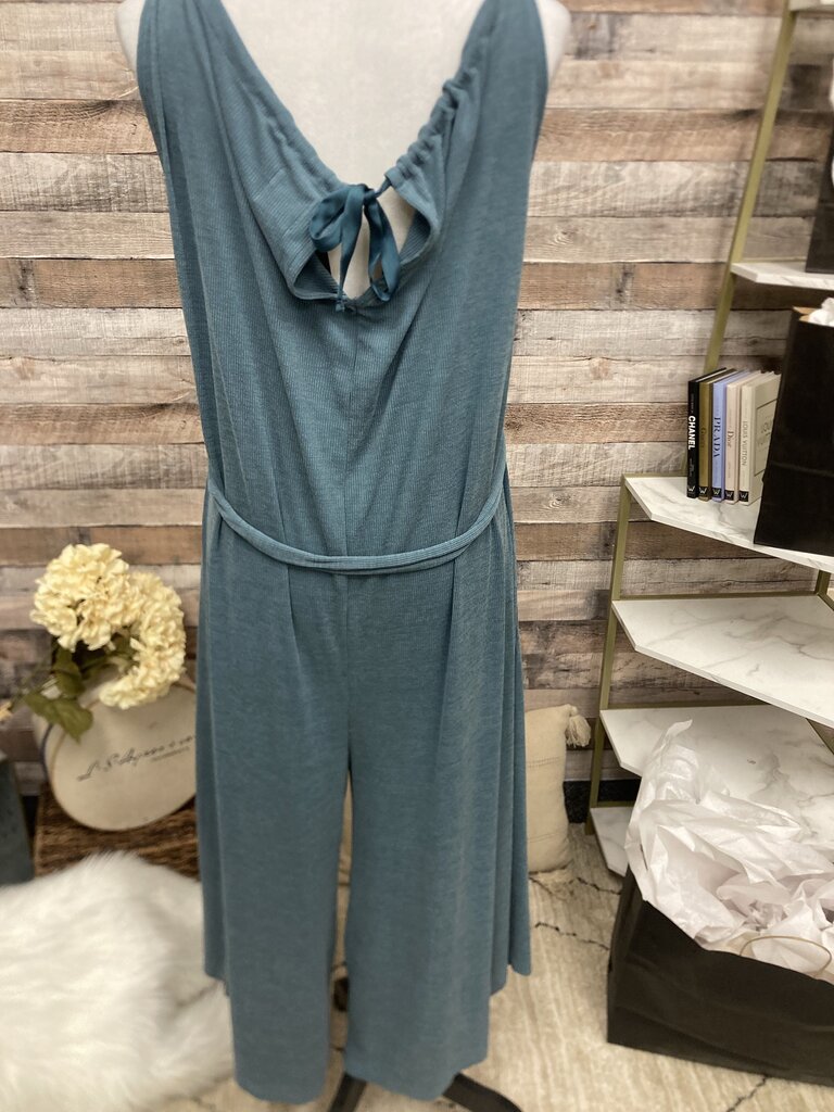 Anthro HD in Paris Aqua Ribbed Halter Romper Size XS
