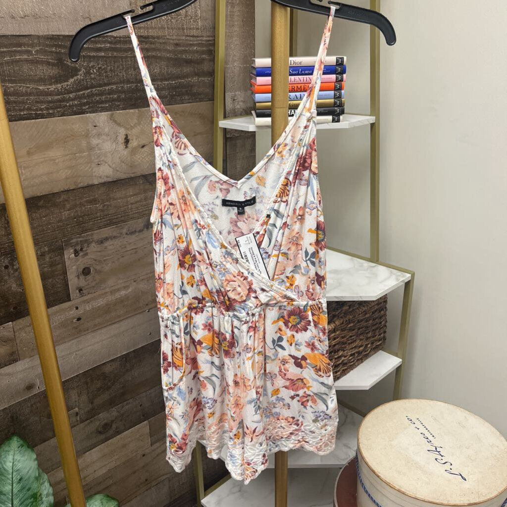 Kendall & Kylie Ivory w/Pink Floral Pattern Romper Size S