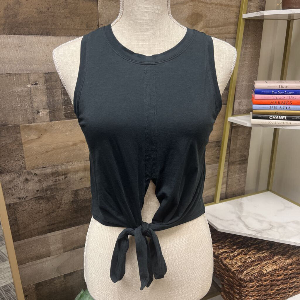 Lululemon Black Cropped Tie Front Tank Tee Size 2