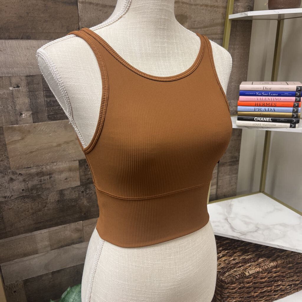 Lululemon Brown Ribbed Power Pivot Cropped Tank Size 4