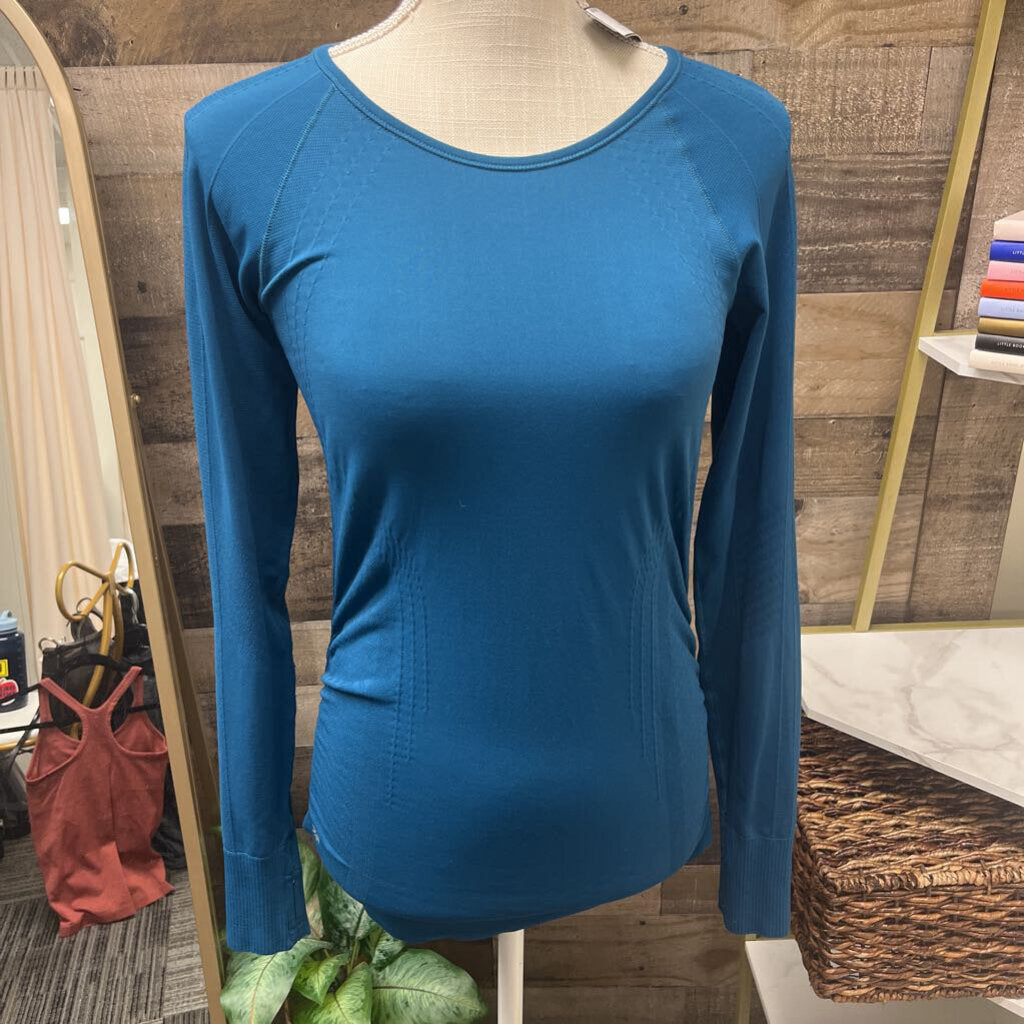 Athleta Teal Long Sleeve Work Out Tee Size XS