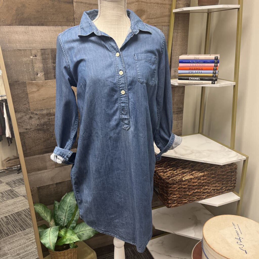 J Crew Denim 3/4 Length Roll Sleeve Dress Size S