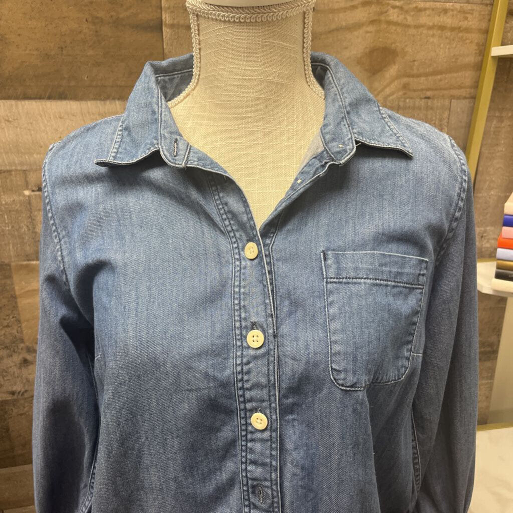 J Crew Denim 3/4 Length Roll Sleeve Dress Size S