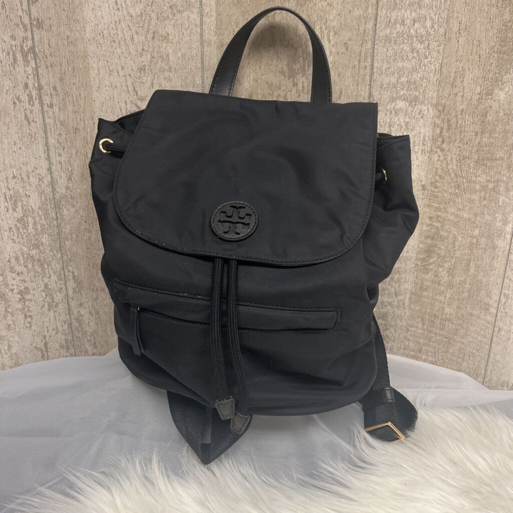 Tory Burch Nylon Drawstring Black Backpack