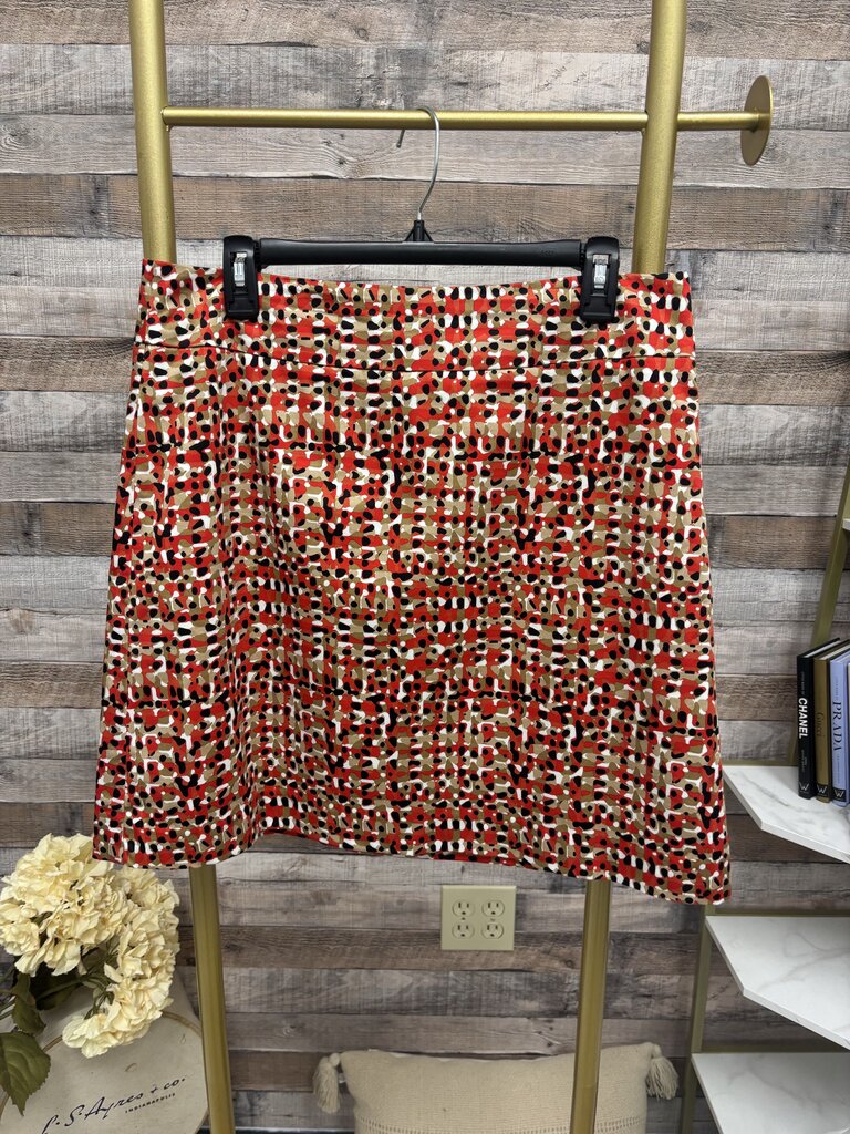 Ann Taylor Red, Black & Tan Pattern Pencil Size 10