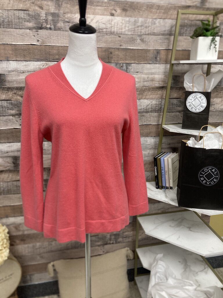Jones New York Coral V-neck Cashmere Sweater Size M