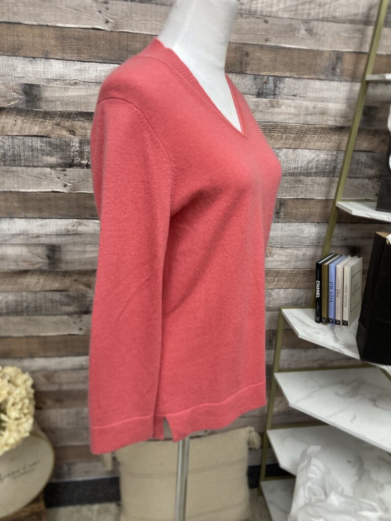 Jones New York Coral V-neck Cashmere Sweater Size M