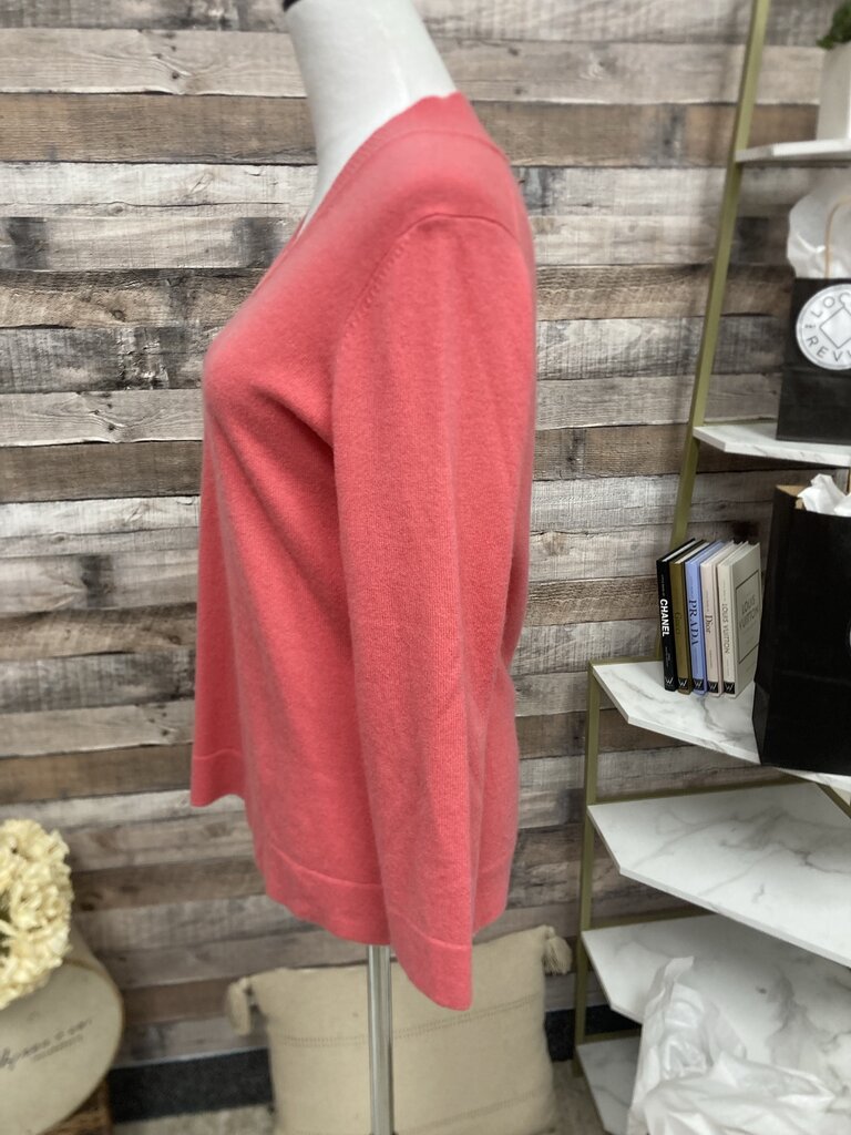 Jones New York Coral V-neck Cashmere Sweater Size M