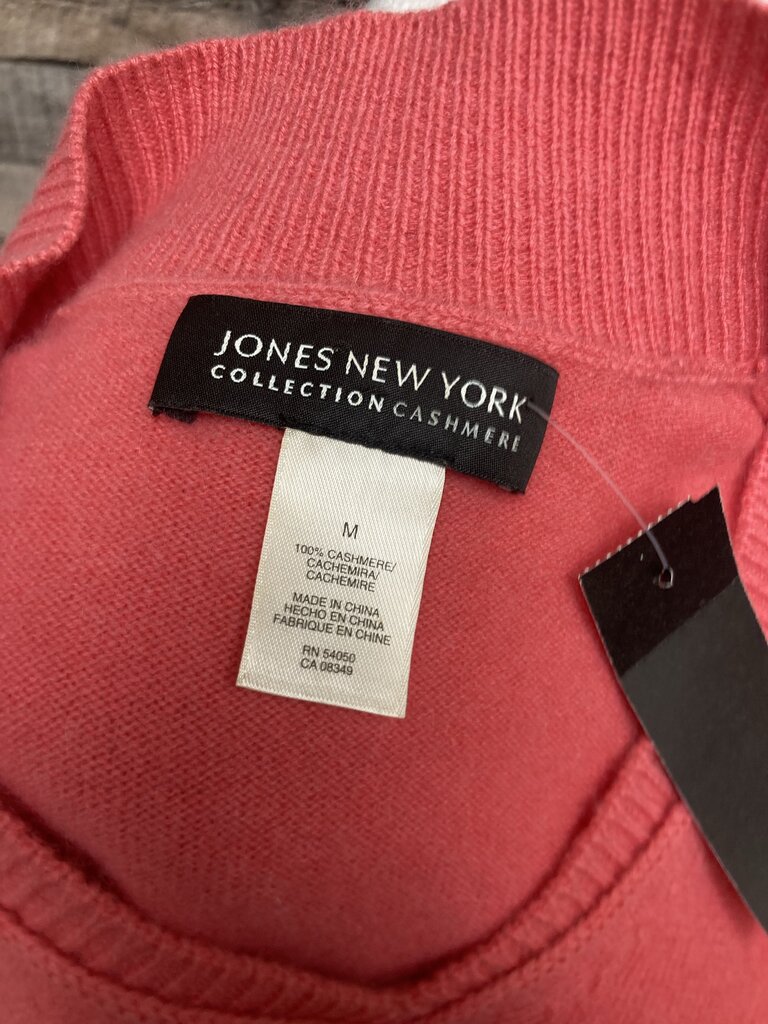 Jones New York Coral V-neck Cashmere Sweater Size M