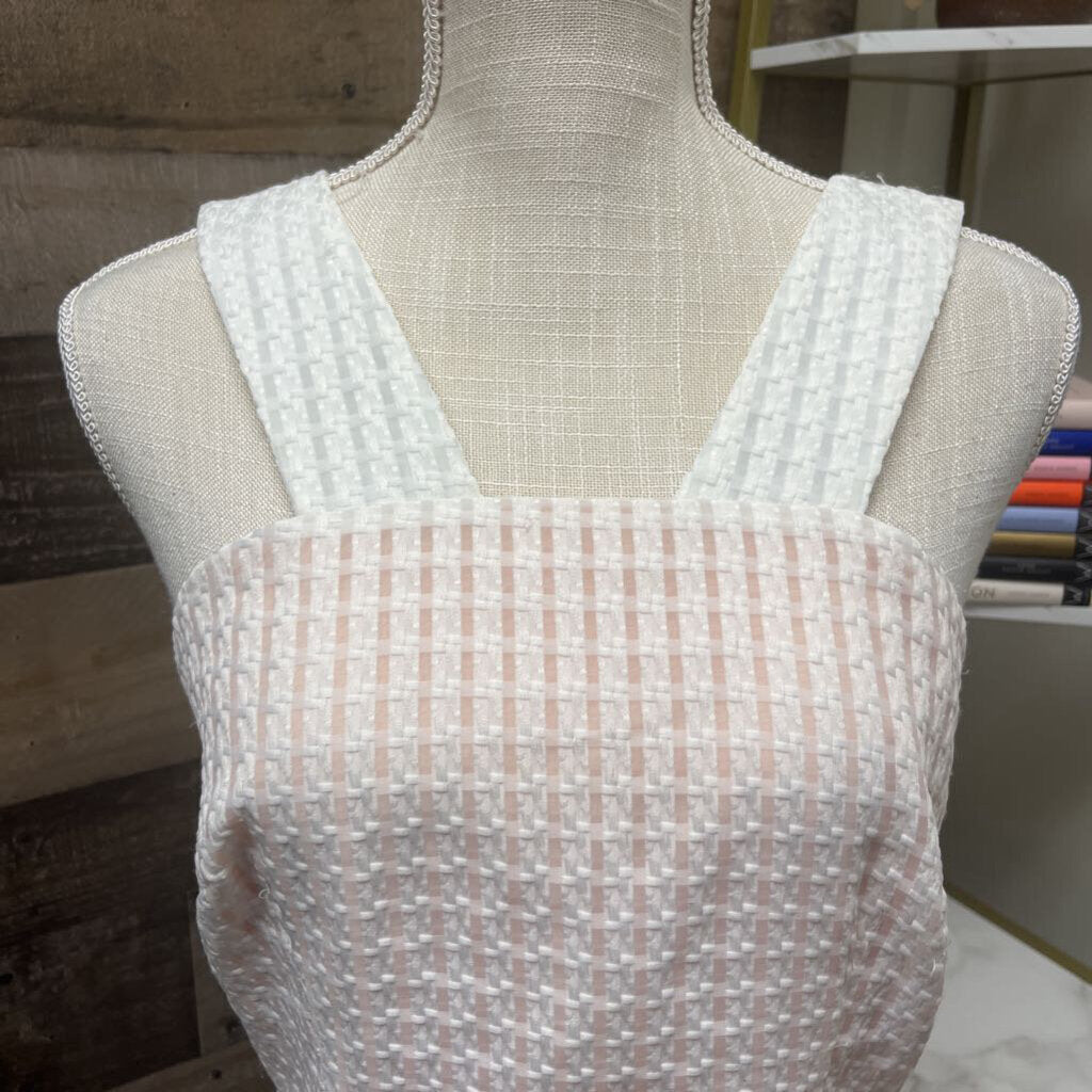 Anthro Maeve White & Peach Basket Back Zip Size 8