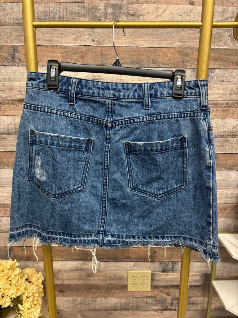 Free People Frayed Hem Denim Mini Size 8
