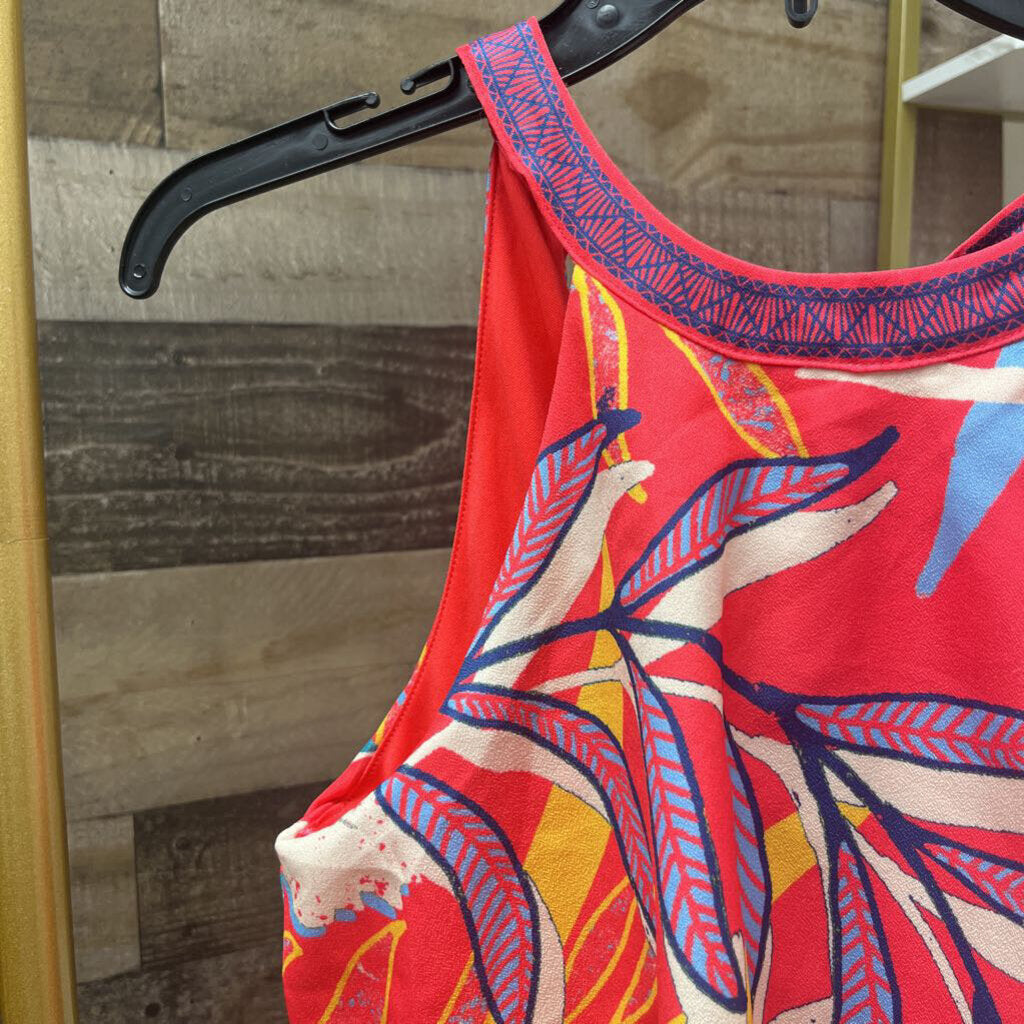 Anthro Flying Tomato Pink & Blue Halter Dress Size S