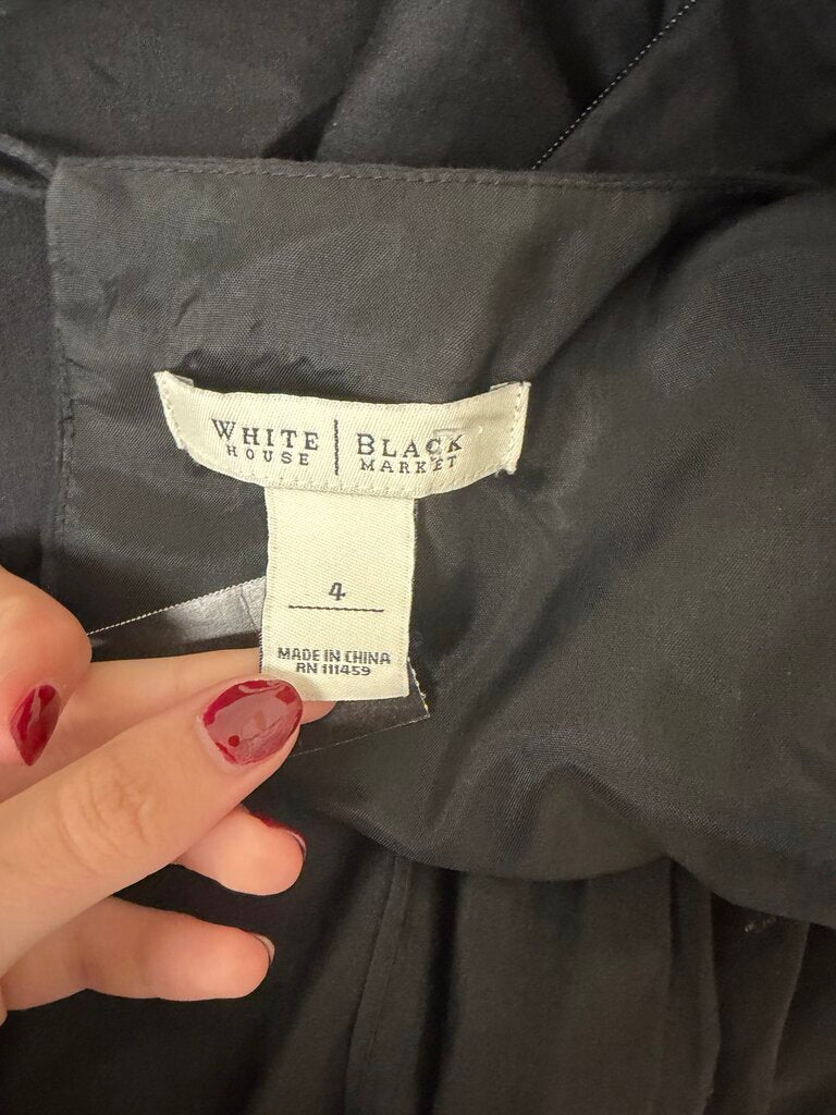 White House Black Market Black Ruffle Neck Size 4