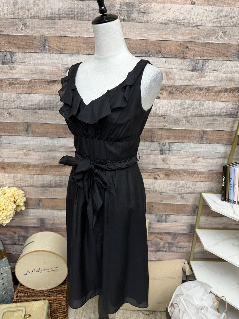 White House Black Market Black Ruffle Neck Size 4