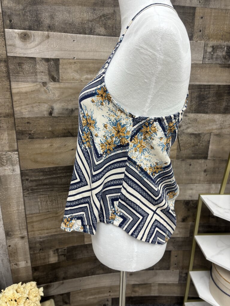 O'Neill Navy & Cream Halter Criss Cross Tank Size XS