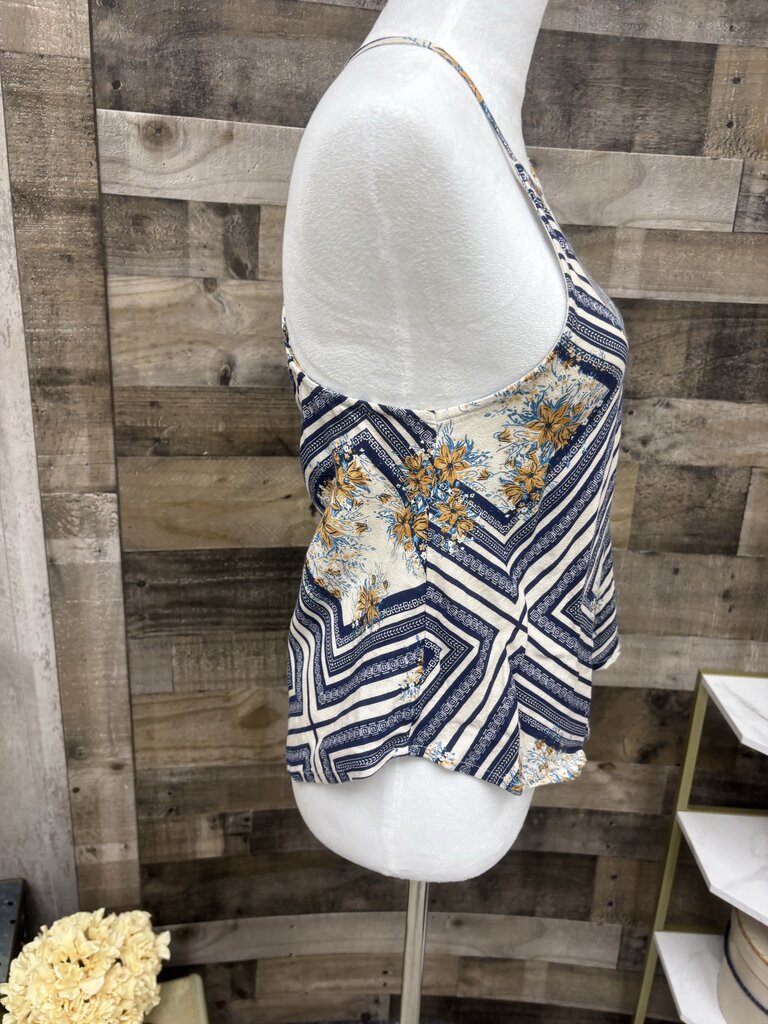 O'Neill Navy & Cream Halter Criss Cross Tank Size XS