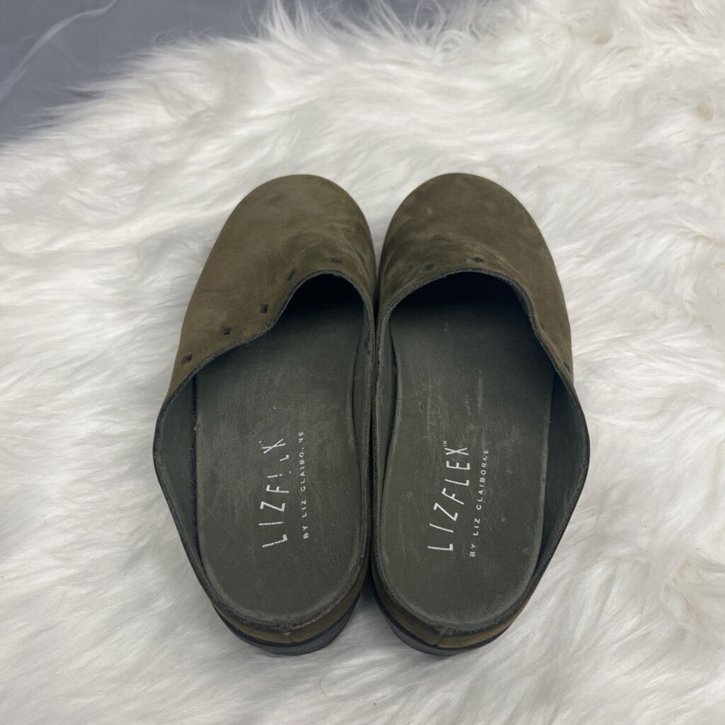 Liz Claiborne Green Suede Mules Size 7.5