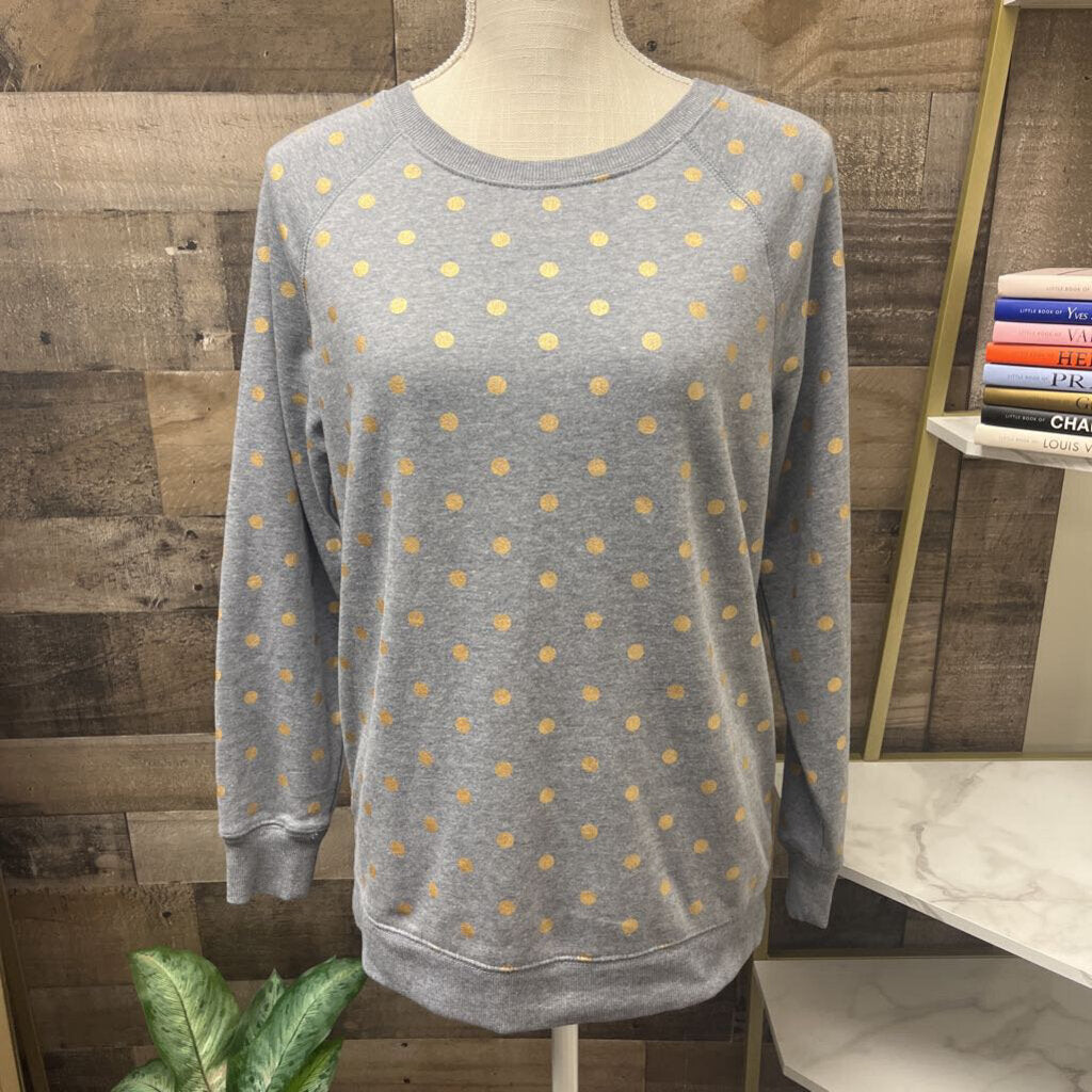 Old Navy Gray Sweatshirt w/Gold Polka Dots Size S