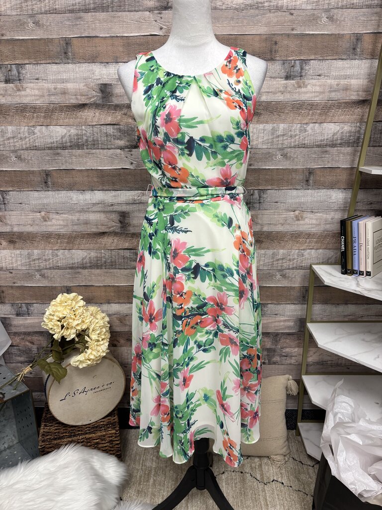 Eliza J Green & Pink Floral Sleeveless Dress Size 2