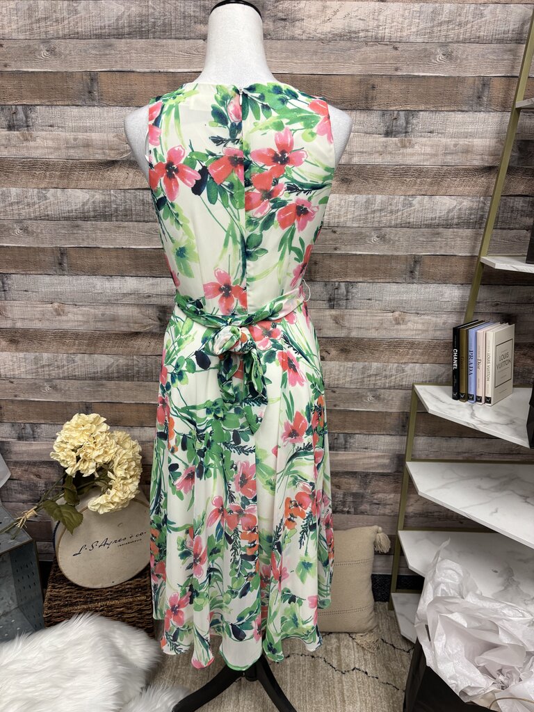 Eliza J Green & Pink Floral Sleeveless Dress Size 2