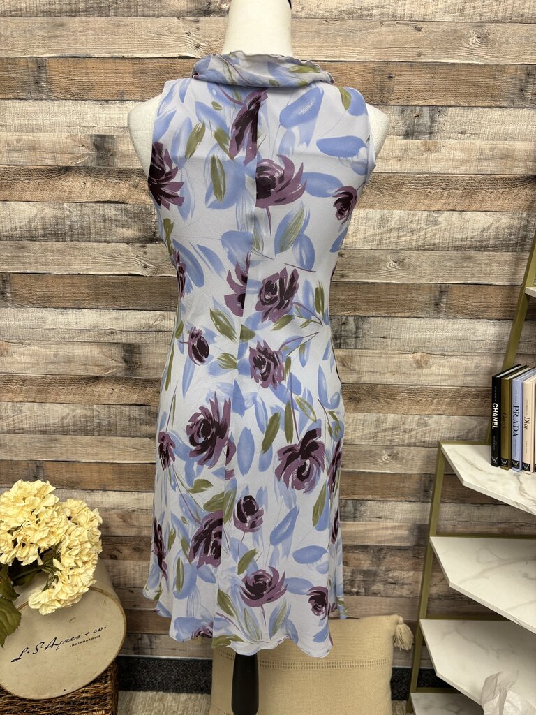 Ann Taylor Purple Floral Tie Neck Dress Size 2