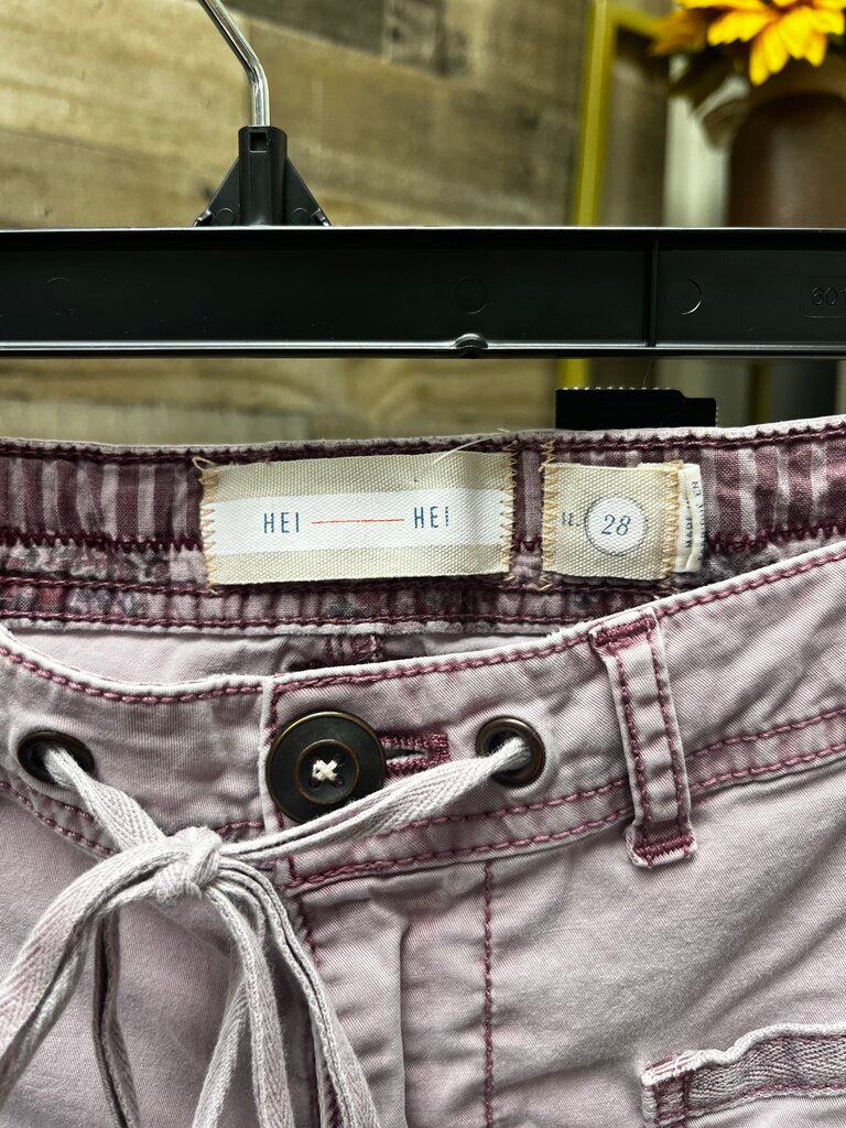 Anthro Lilac Hei Cargo Drawstring Chino Size 28