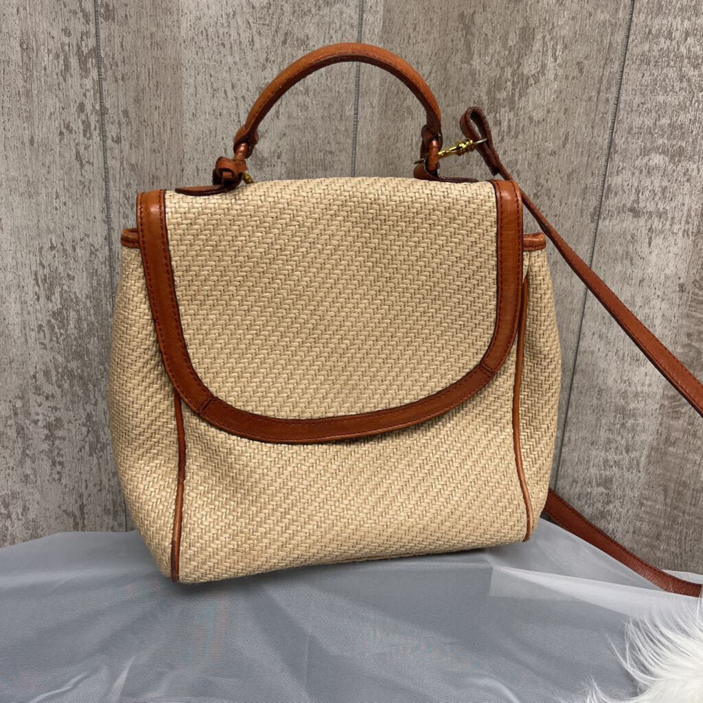 Etienne Aigner Vintage Straw Woven & Leather Trim