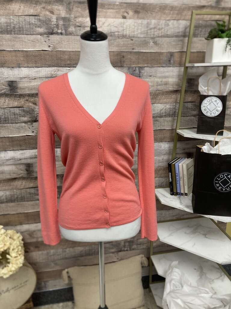 J Crew Coral Button Down Cardigan Size M