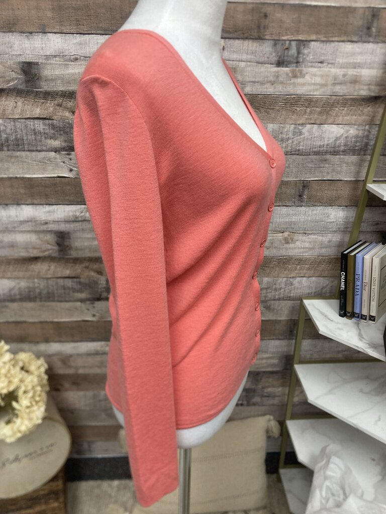 J Crew Coral Button Down Cardigan Size M