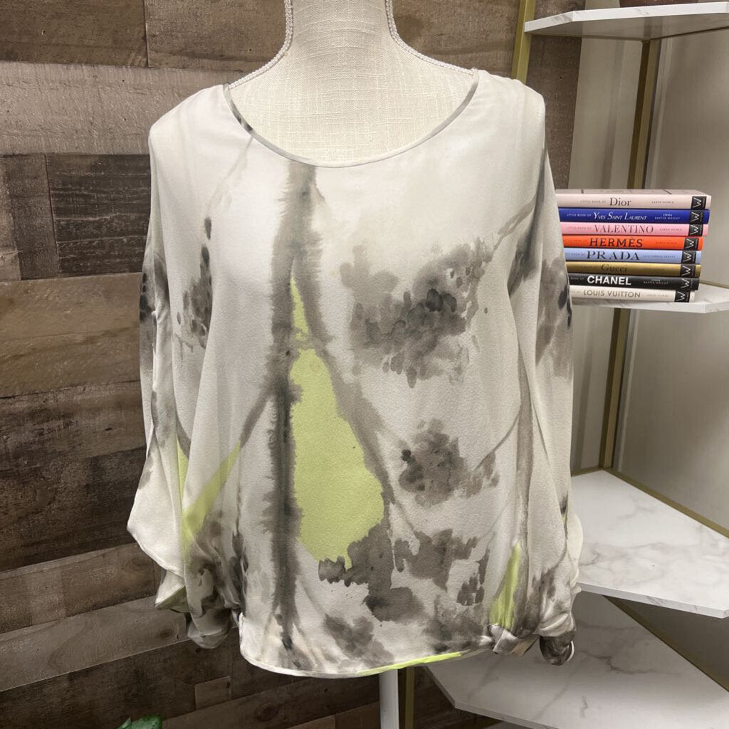 Diane von Furstenberg Silk Ponch Ivory & Lime Size S