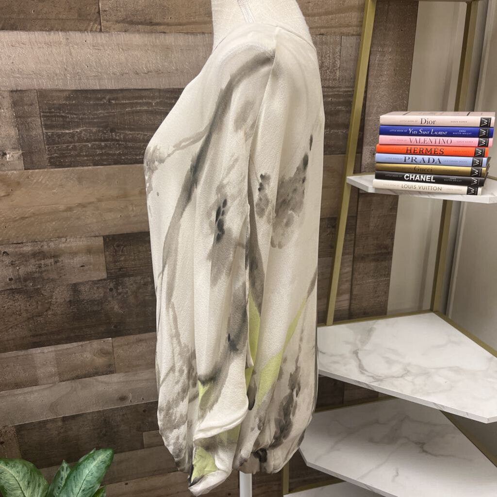 Diane von Furstenberg Silk Ponch Ivory & Lime Size S