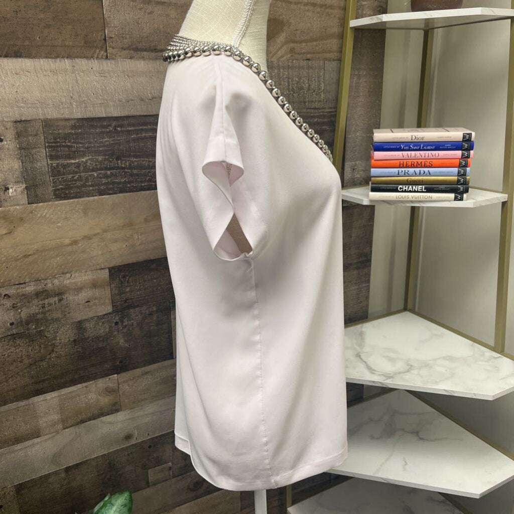 Diane von Furstenberg Silk Blush Beaded Neckline Size S